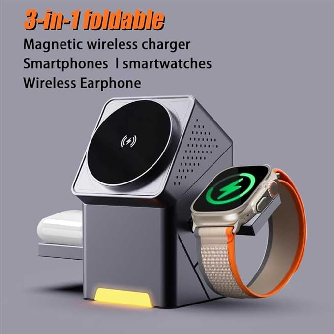 3-in-1 Magnetic Wireless Charger | Qi2 Fast Charging Station for Phone, Watch & Earbuds