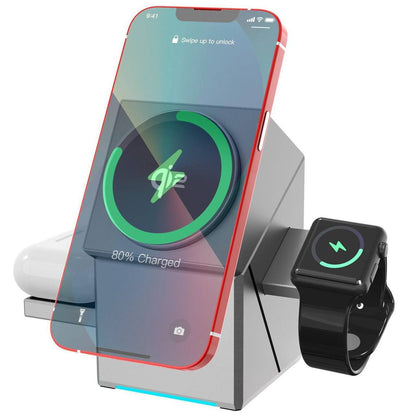 3-in-1 Magnetic Wireless Charger | Qi2 Fast Charging Station for Phone, Watch & Earbuds