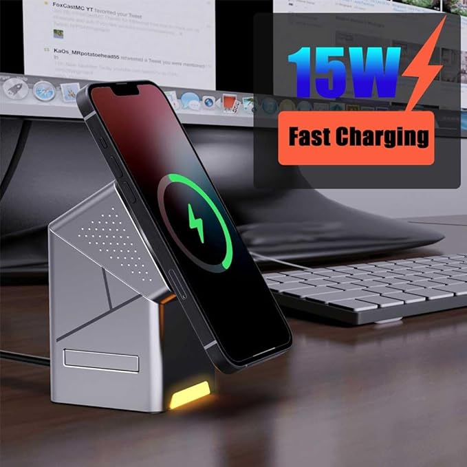 3-in-1 Magnetic Wireless Charger | Qi2 Fast Charging Station for Phone, Watch & Earbuds