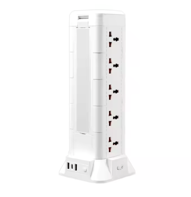 Power Socket Tower with USB & LED Desk Lamp | Multi-Outlet Safety Power Strip