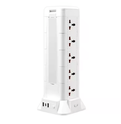 Power Socket Tower with USB & LED Desk Lamp | Multi-Outlet Safety Power Strip