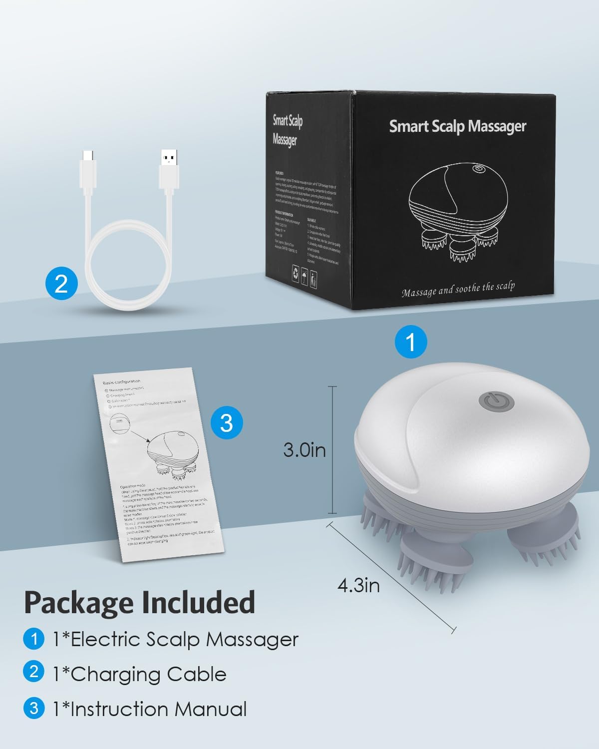 Smart Scalp Massager OSK-701 | Rechargeable Electric Head Massager