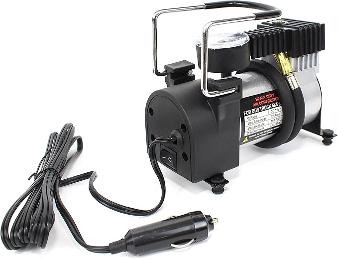 12V Heavy Duty Air Compressor | 140 PSI Portable Tire Inflator for Car
