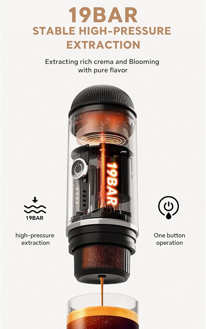Portable Rechargeable Espresso Coffee Maker | Compact Travel Coffee Machine
