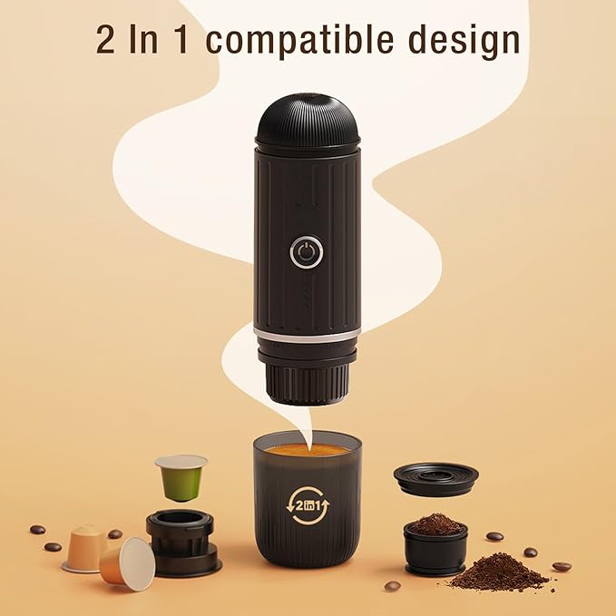 Portable Rechargeable Espresso Coffee Maker | Compact Travel Coffee Machine