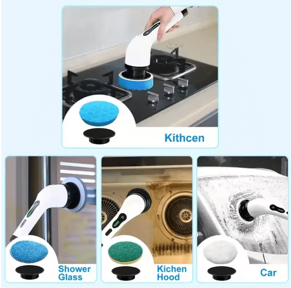 Electric Cleaning Brush JY-6010 | Cordless Rechargeable Spin Scrubber with Extension Handle