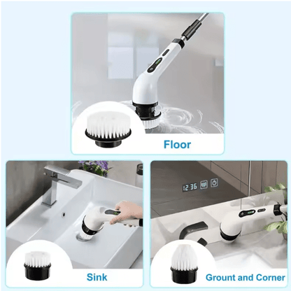 Electric Cleaning Brush JY-6010 | Cordless Rechargeable Spin Scrubber with Extension Handle