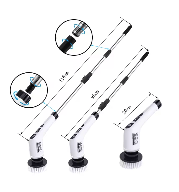 Electric Cleaning Brush JY-6010 | Cordless Rechargeable Spin Scrubber with Extension Handle