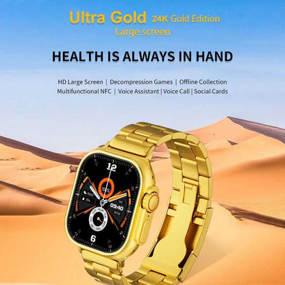 Luxury Gold Smart Watch | HD Touch Display with Bluetooth Calling