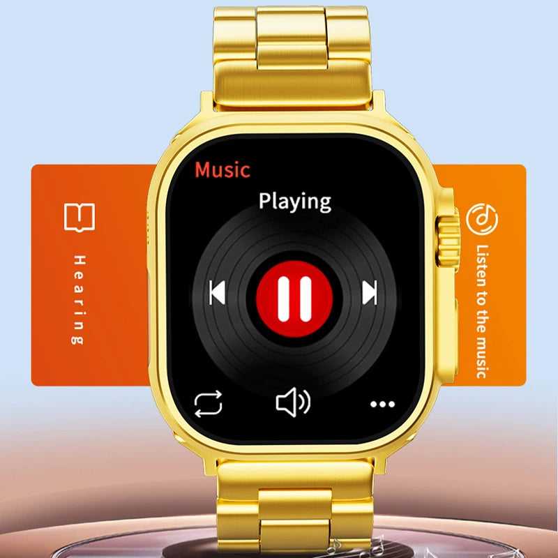 Luxury Gold Smart Watch | HD Touch Display with Bluetooth Calling