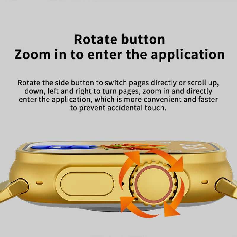Luxury Gold Smart Watch | HD Touch Display with Bluetooth Calling