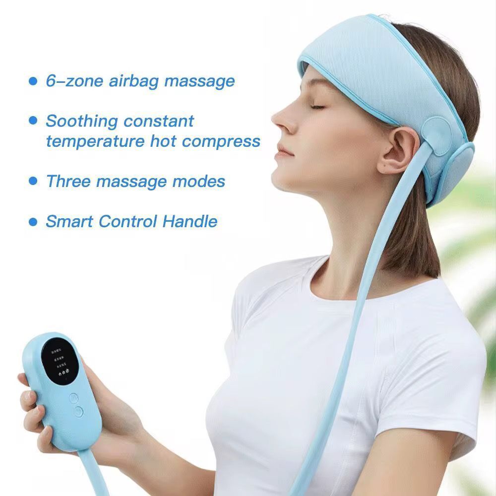Heated Airbag Head Massage Cap | 6-Zone Compression Head Massager with Heat