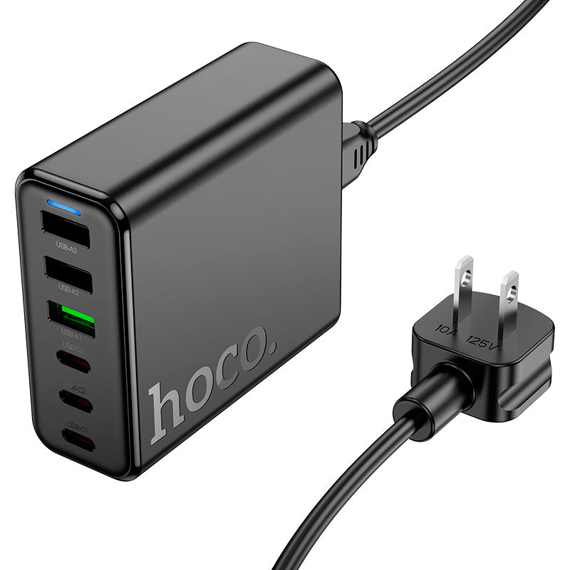 HOCO 75W GaN Six-Port Fast Charger | 6-Port USB-C & USB-A Charging Station