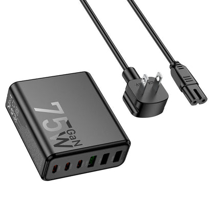 HOCO 75W GaN Six-Port Fast Charger | 6-Port USB-C & USB-A Charging Station