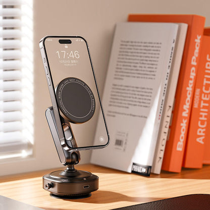 Magnetic Vacuum Phone Stand | 360° Rotating Suction Cup Car & Desk Phone Holder