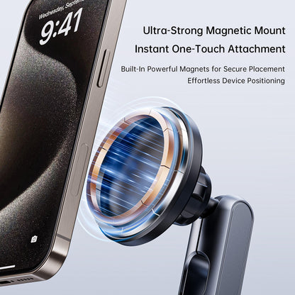 Magnetic Vacuum Phone Stand | 360° Rotating Suction Cup Car & Desk Phone Holder