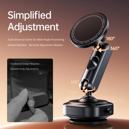 Magnetic Vacuum Phone Stand | 360° Rotating Suction Cup Car & Desk Phone Holder