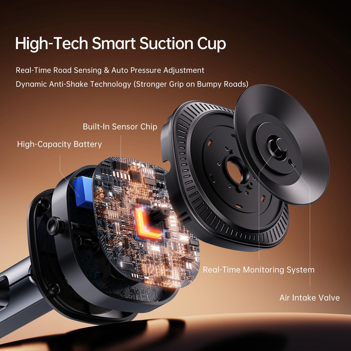 Magnetic Vacuum Phone Stand | 360° Rotating Suction Cup Car & Desk Phone Holder