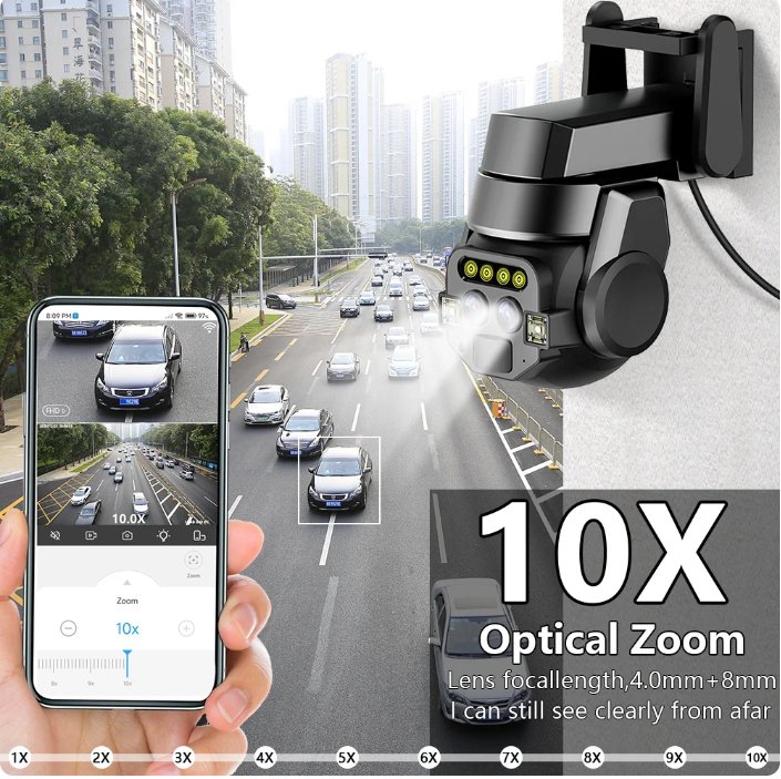 Outdoor High Security Camera | Dual 6MP WiFi PTZ Camera with 10X Optical Zoom