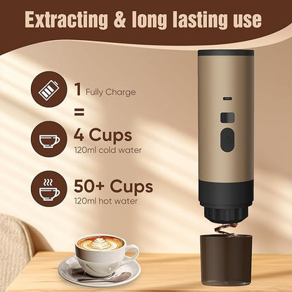 Portable Automatic Coffee Maker | Rechargeable Espresso Machine for Hot & Cold Brew