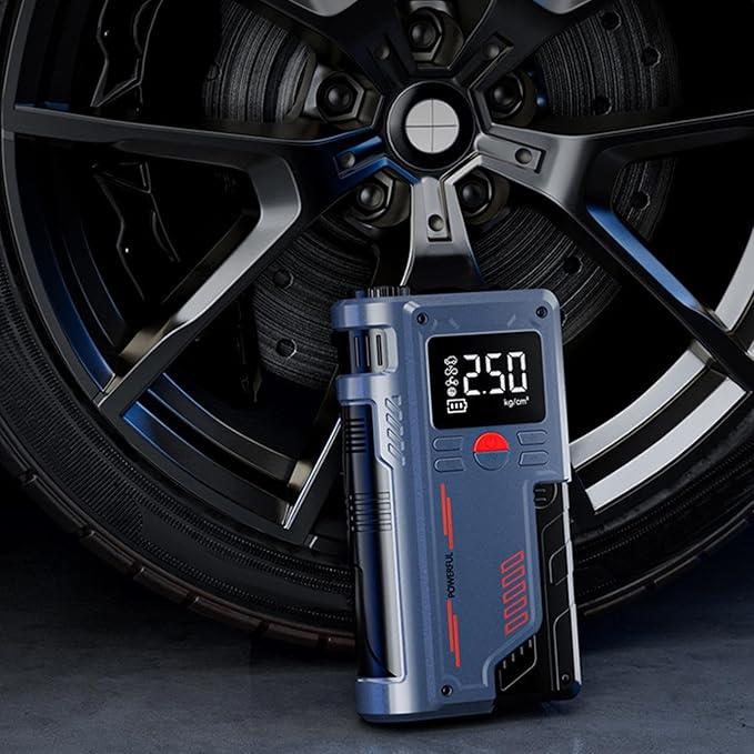 Portable Car Jump Starter with Air Compressor & Digital Display | 3-in-1 Emergency Power Kit