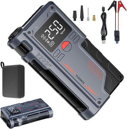 Portable Car Jump Starter with Air Compressor & Digital Display | 3-in-1 Emergency Power Kit