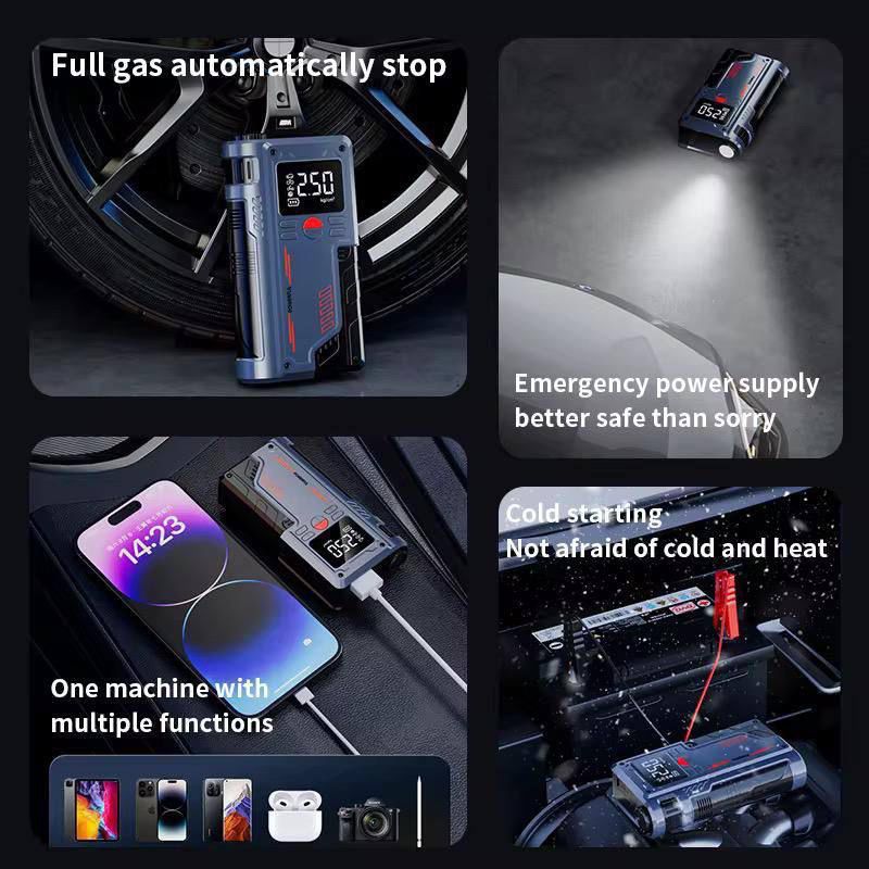 Portable Car Jump Starter with Air Compressor & Digital Display | 3-in-1 Emergency Power Kit
