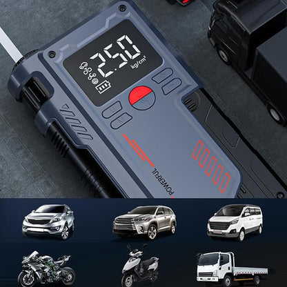 Portable Car Jump Starter with Air Compressor & Digital Display | 3-in-1 Emergency Power Kit