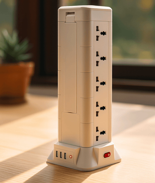 Power Socket Tower with USB & LED Desk Lamp | Multi-Outlet Safety Power Strip