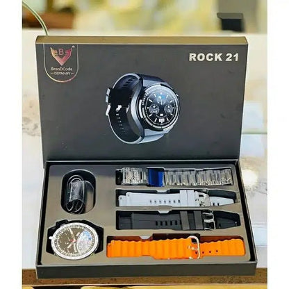 Rock 21 Smart Watch | Big Display Bluetooth Smartwatch with 4 Straps