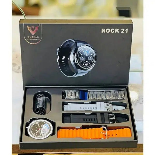 Rock 21 Smart Watch | Big Display Bluetooth Smartwatch with 4 Straps